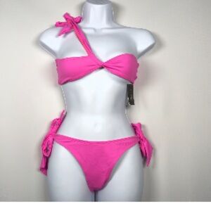 NWT Frederick's of Hollywood Laguna Hot Pink One Shoulder Two Piece Bikini